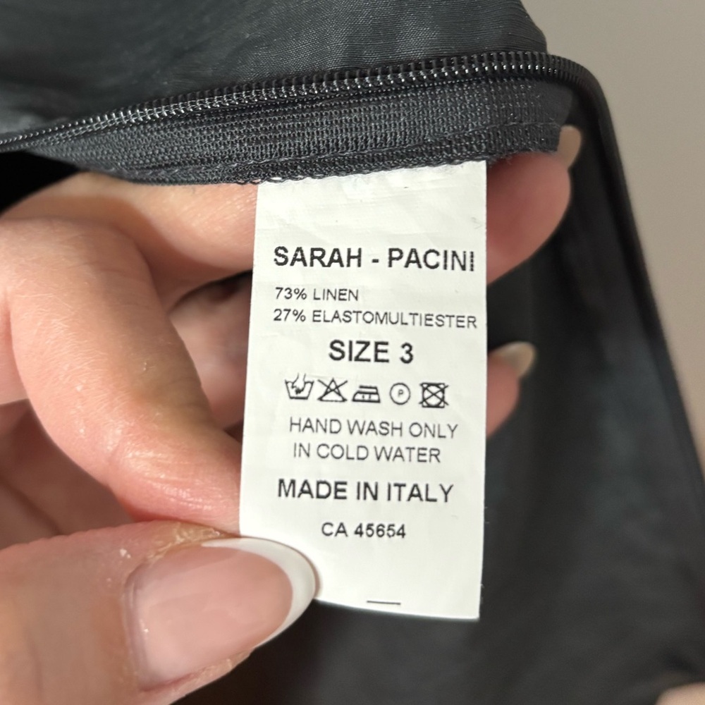 Sarah Pacini Dark Gray Linen Blend Dress - Picture 5 of 6
